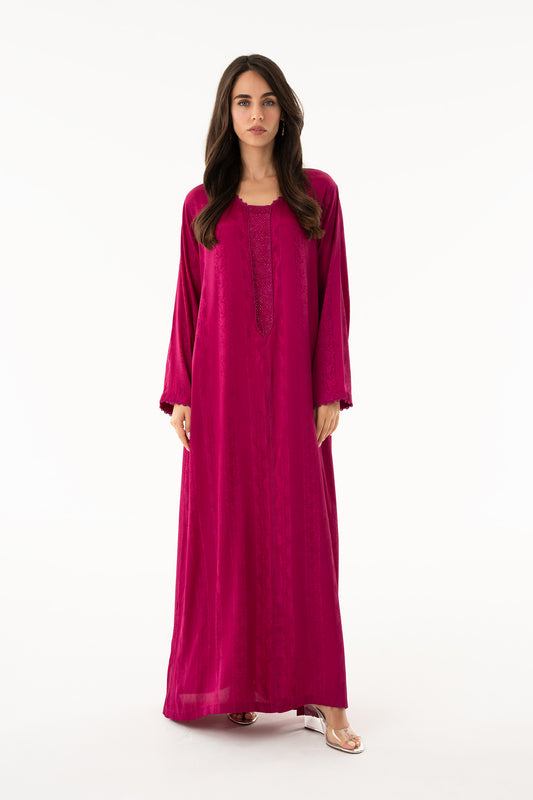 Fuchsia Caftan with Fuchsia Crystal - House of Caftan