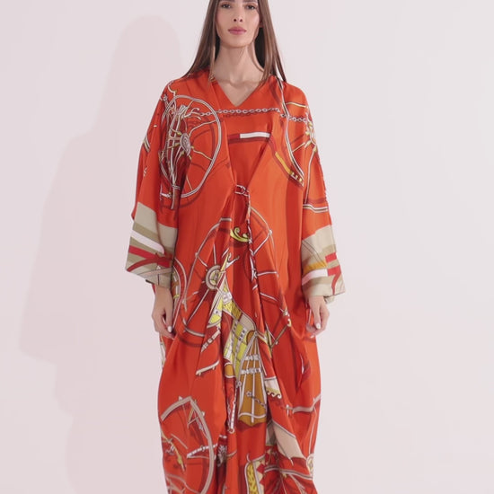 Orange Caftan Hermes Ramadan Evening Wear Eid Collection UAE Qatar