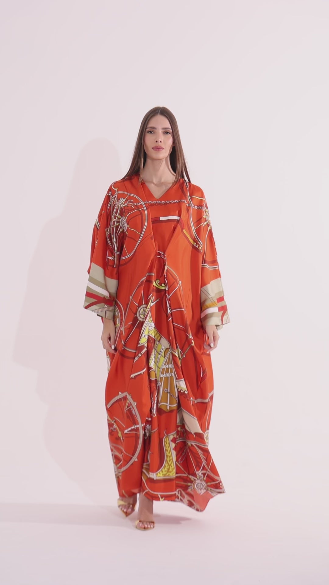 Orange Caftan Hermes Ramadan Evening Wear Eid Collection UAE Qatar