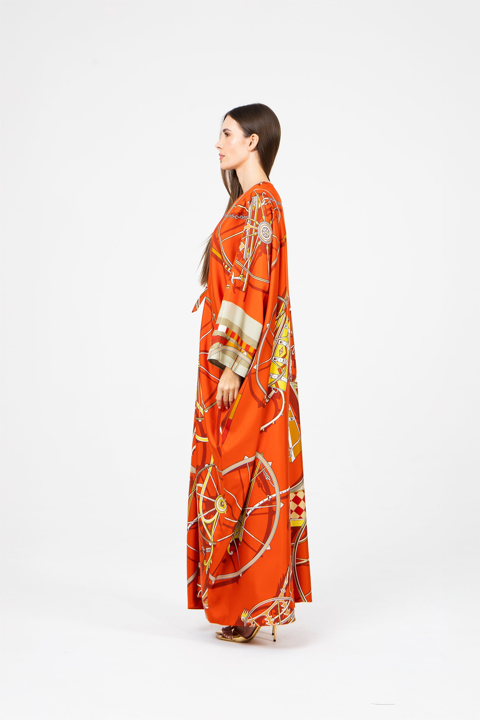 Orange Caftan Hermes Ramadan Evening Wear Eid Collection UAE Qatar