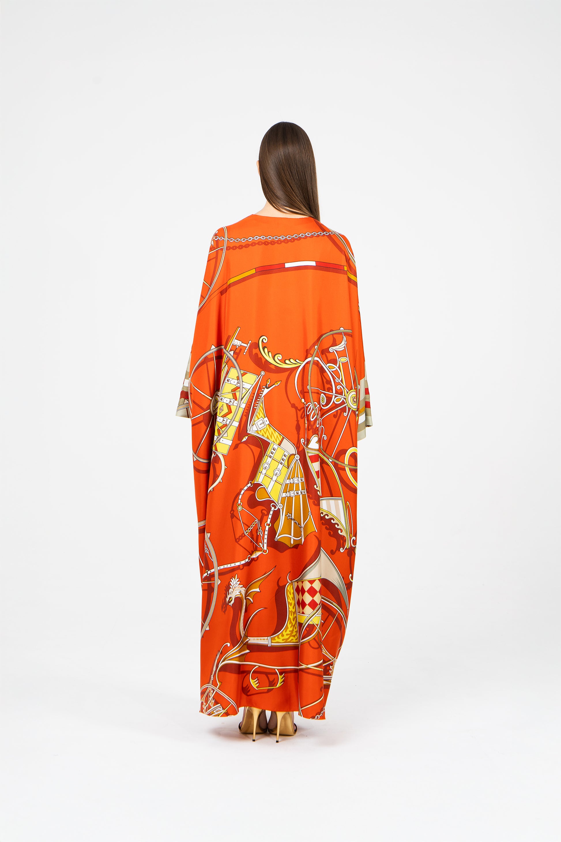 Orange Caftan Hermes Ramadan Evening Wear Eid Collection UAE Qatar