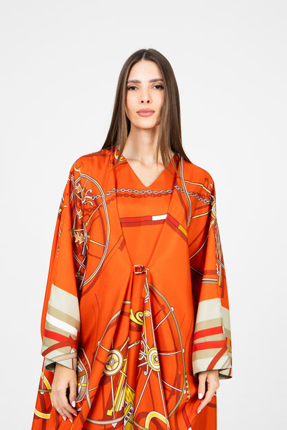 Orange Caftan Hermes Ramadan Evening Wear Eid Collection UAE Qatar