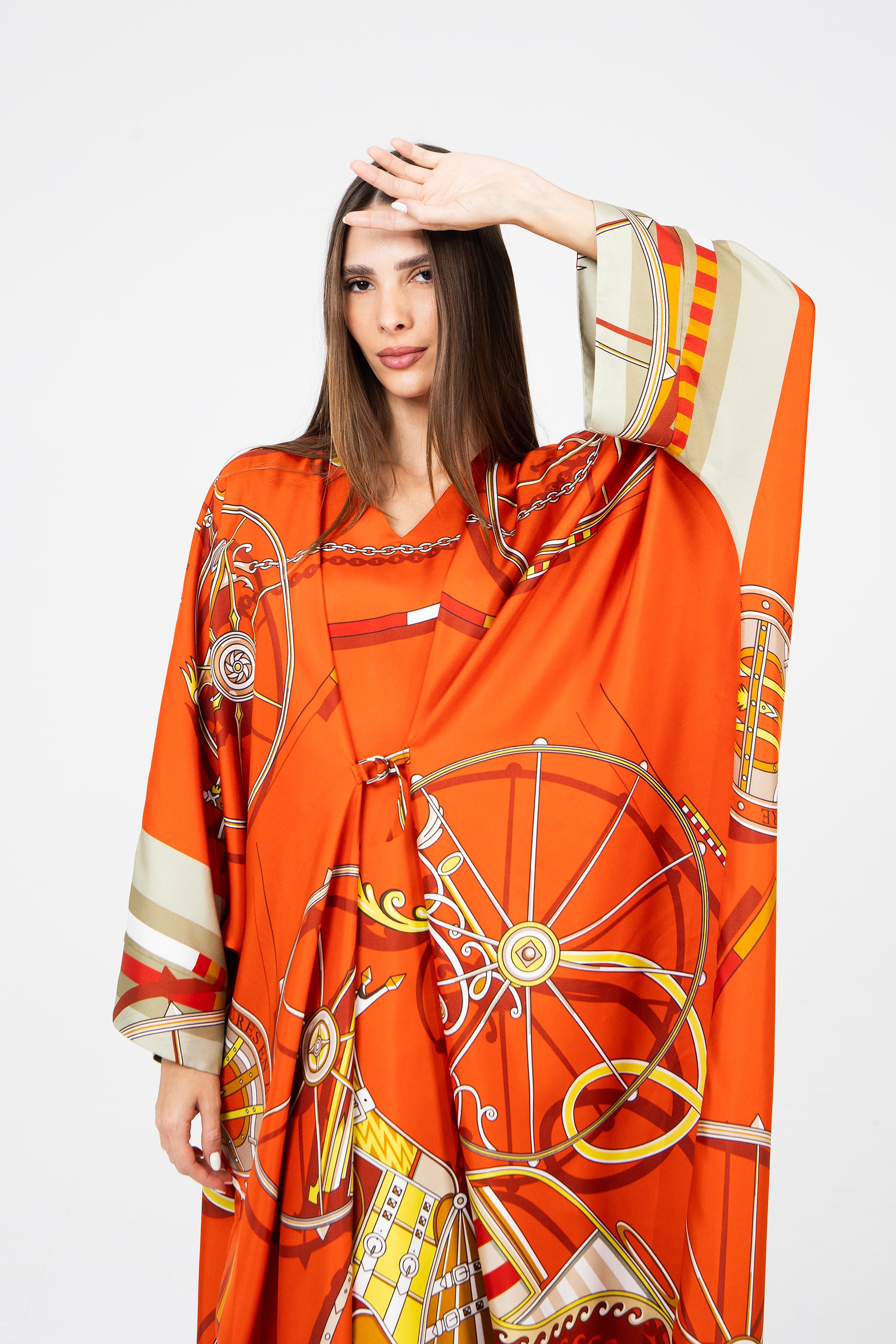 Orange Caftan Hermes Ramadan Evening Wear Eid Collection UAE Qatar